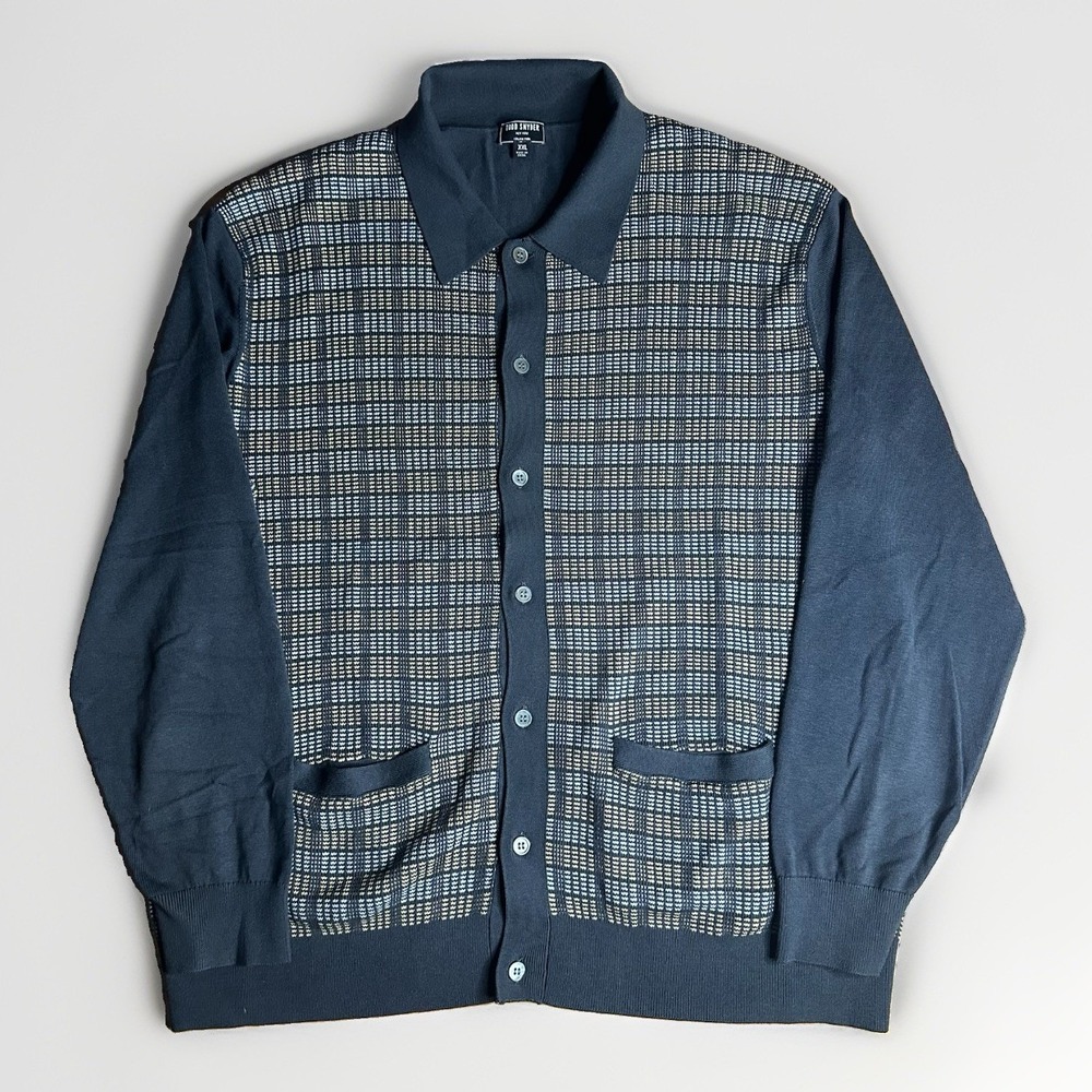Todd Snyder Plaid Full-Placket Sweater Polo Cardigan Cotton Silk Mens XXL Chore
